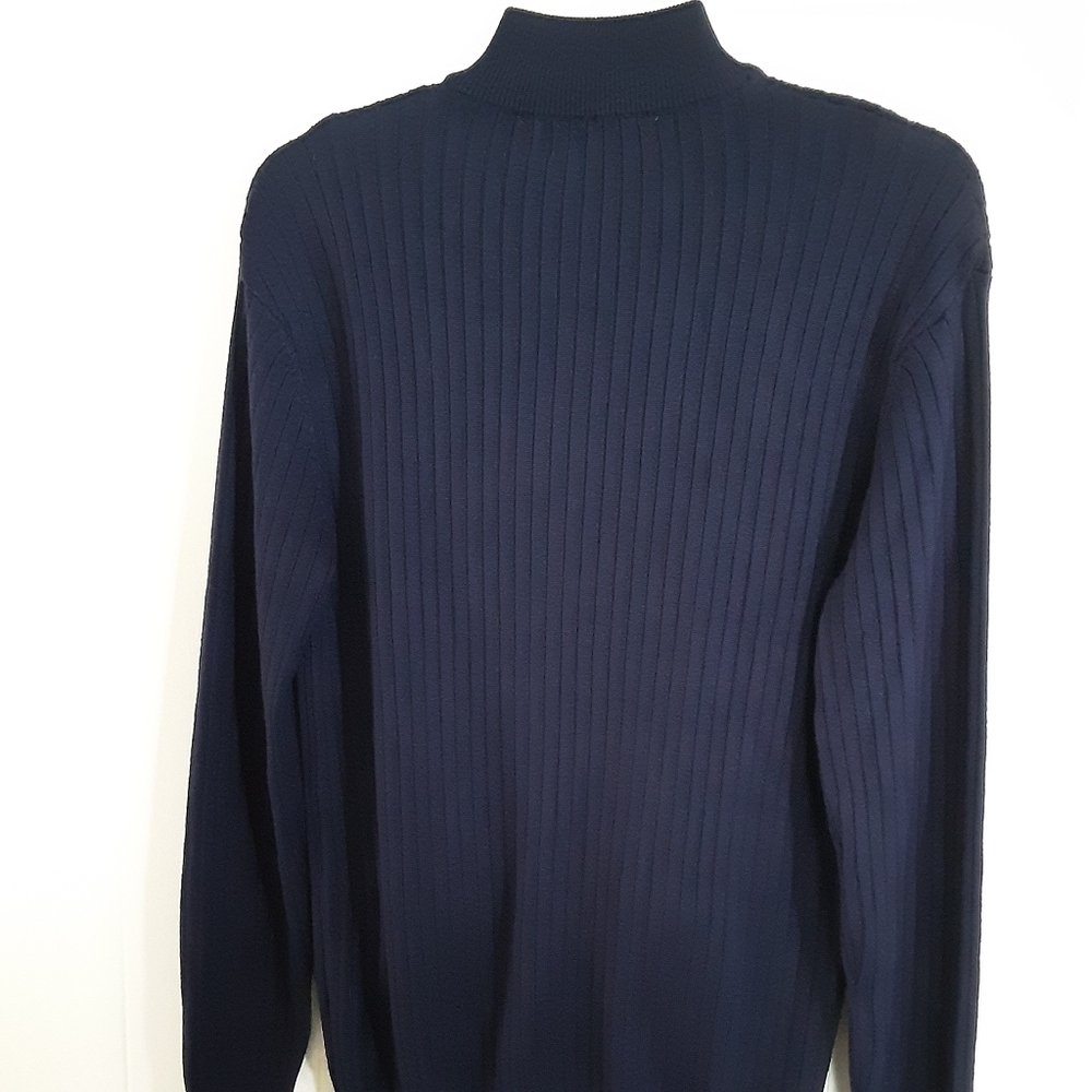 Men's Classic Navy Zip-Up Sweater - Picture 2 of 9